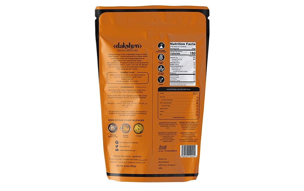 Dakshyn Ribbon Chips    Pack  180 grams